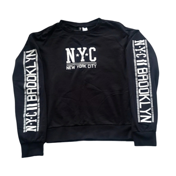 H&M Brooklyn NYC Black Long Sleeve Sweatshirt Size Small - Picture 2 of 6